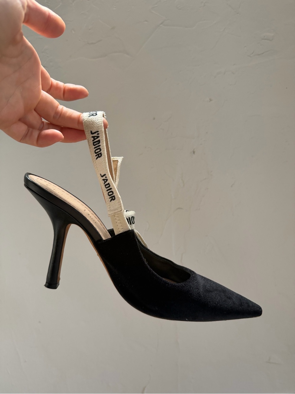 Dior Black Pointed-Toe J'Adior Ribbon Slingback Heels - Picture 4 of 6